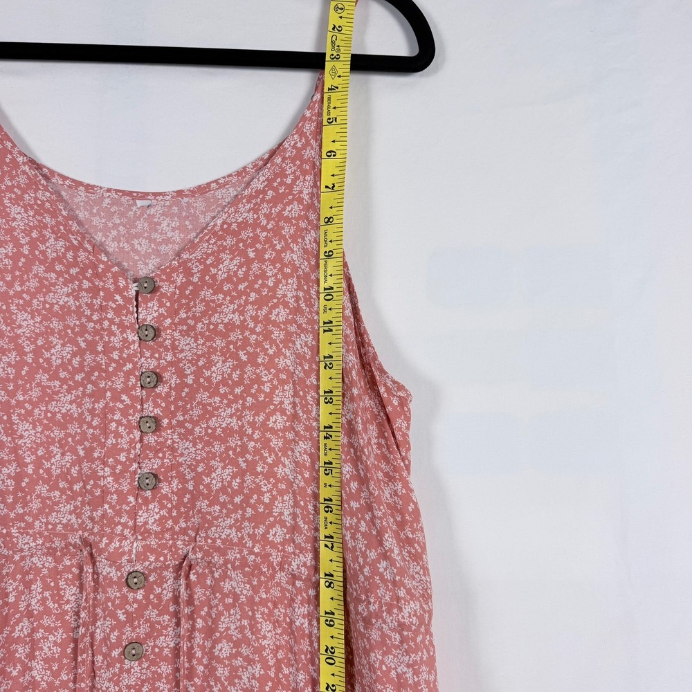Floral Rose Pink Maxi Dress XL Drawstring Waist Soft Feminine Cottage Country - Picture 7 of 9